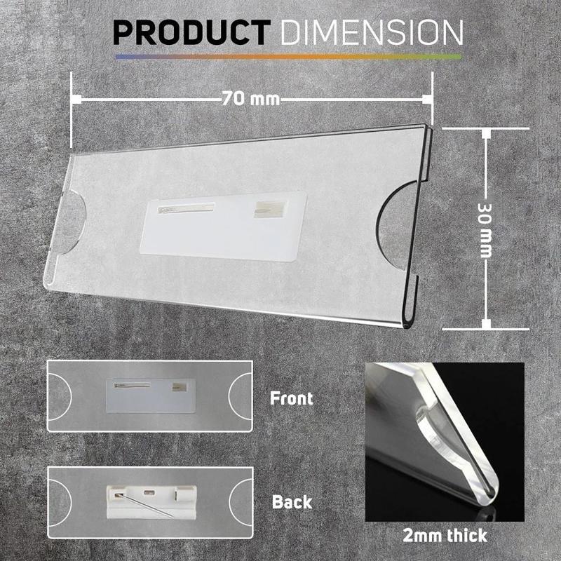 Index Card Holder - Transparenter Sicherheitsnadel-Clip Universeller Ausweishalter Wiederverwendbarer Namensschild-Clip